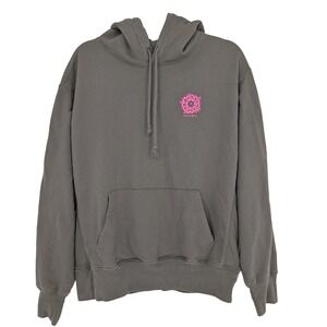 Natural Life Hoodie Womens S Gray Be Happy Floral Graphic Sweatshirt Boho Cozy